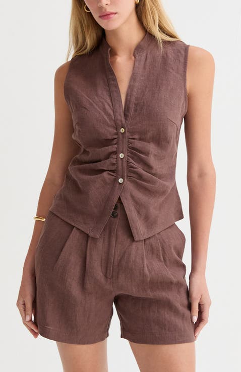 Pleated Linen Shorts