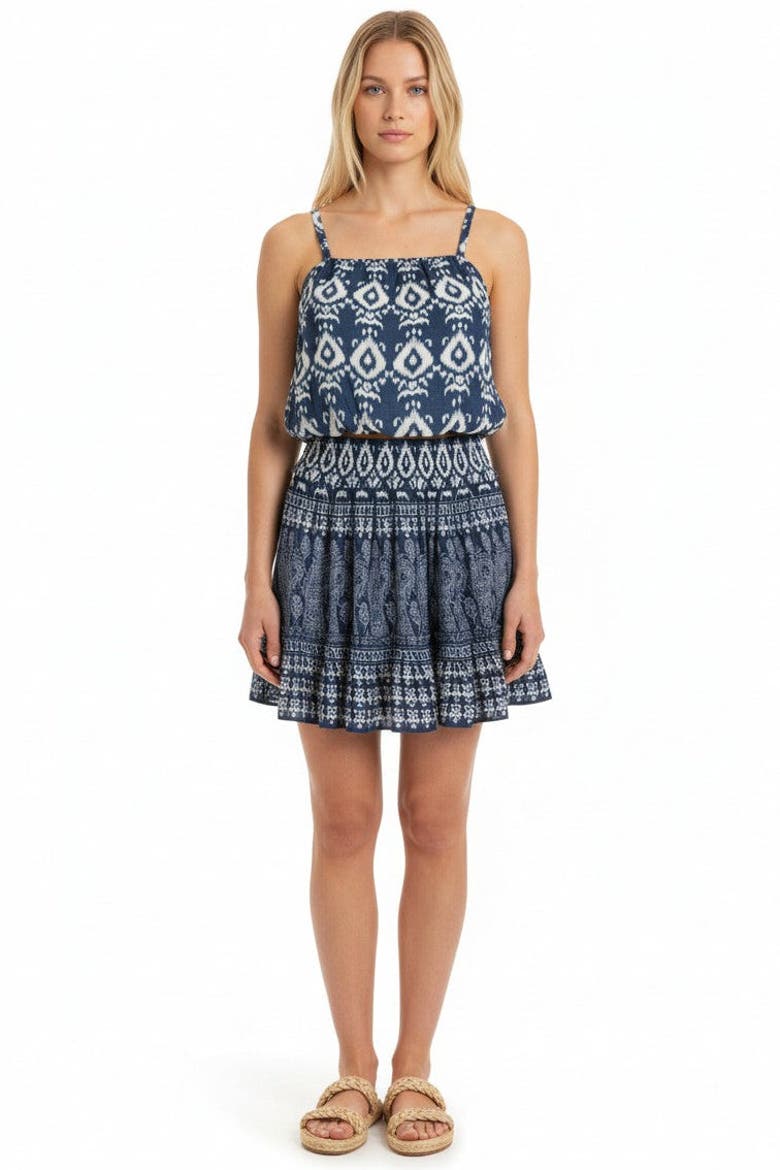 Devon Tiered Mini Skirt, Main, color, Tivara Ikat