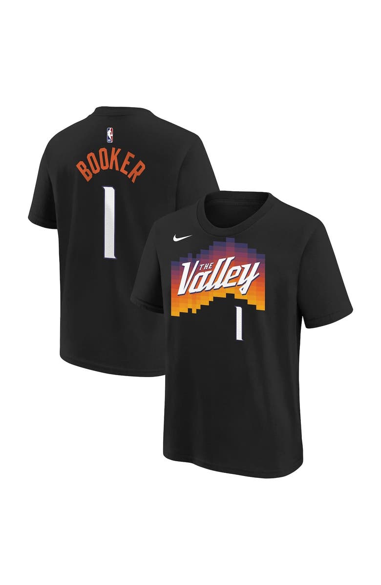 Nike Youth Nike Devin Booker Black Phoenix Suns 2025/26 City Edition Name & Number T-Shirt, Alternate, color, Black