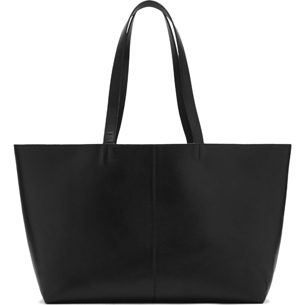 MANGO Leather Shopper Bag in Black at Nordstrom