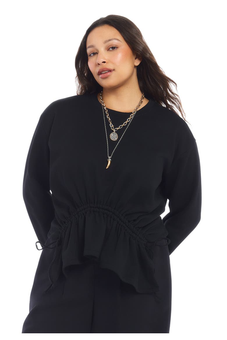 Cropped French Terry Top (plus), Main, color, BLACK ONYX