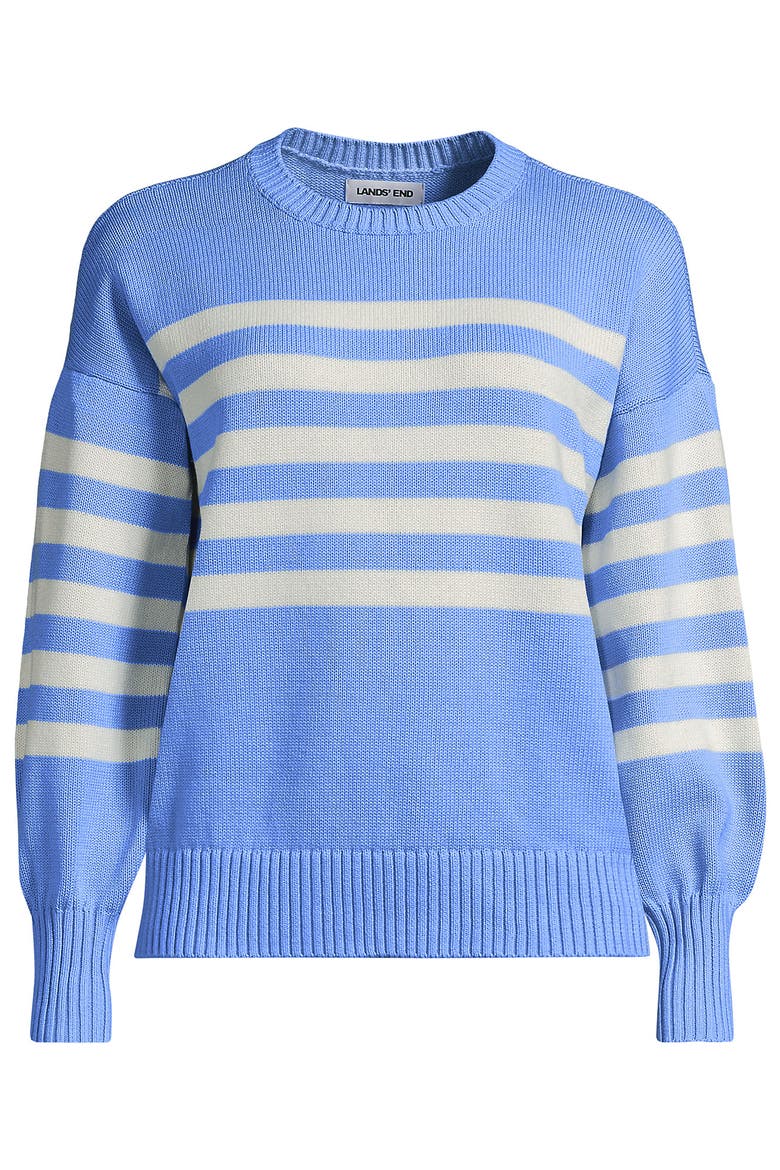 Drifter Jersey Crewneck Sweater, Alternate, color, Clear Blue/Ivory Placed Stripe