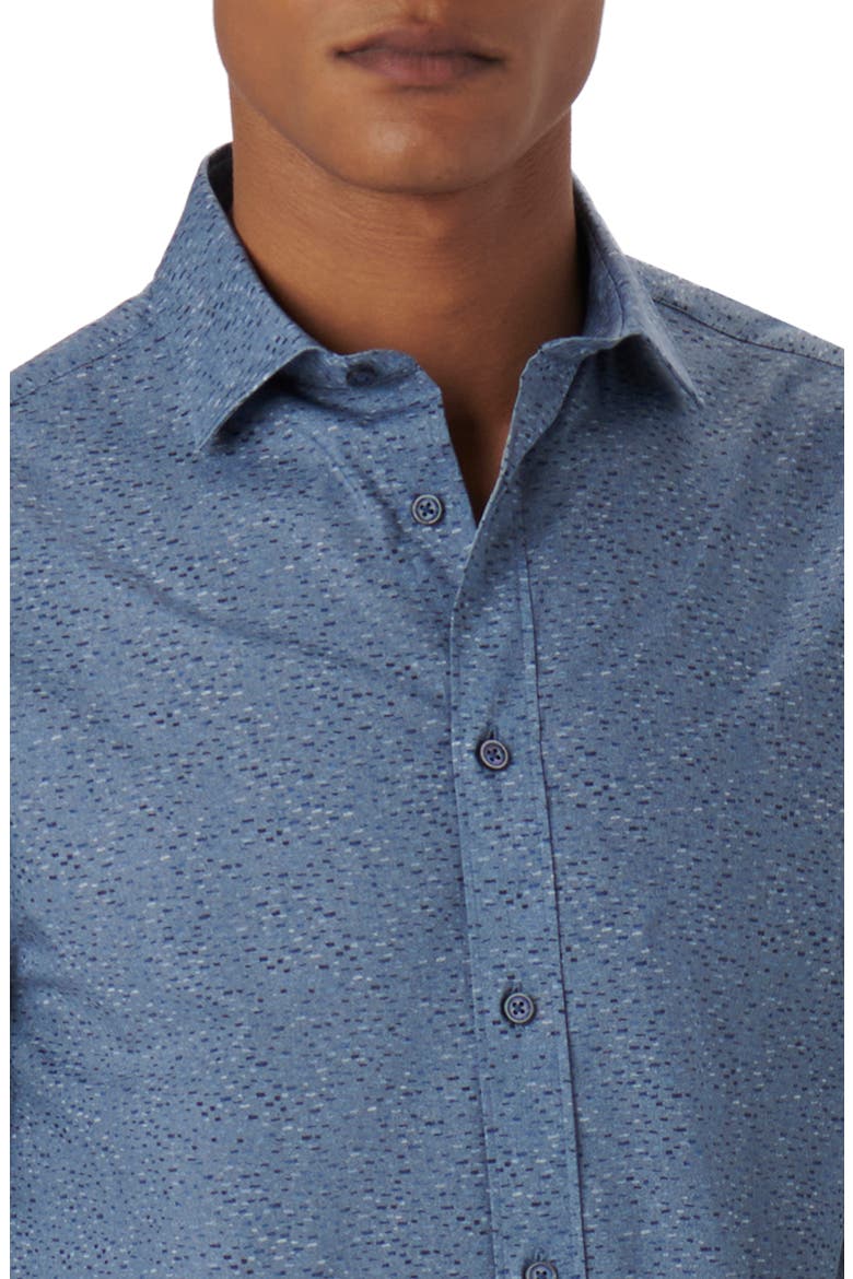 Axel Stria Print Stretch Cotton Button-Up Shirt, Alternate, color, DUSTY-BLUE