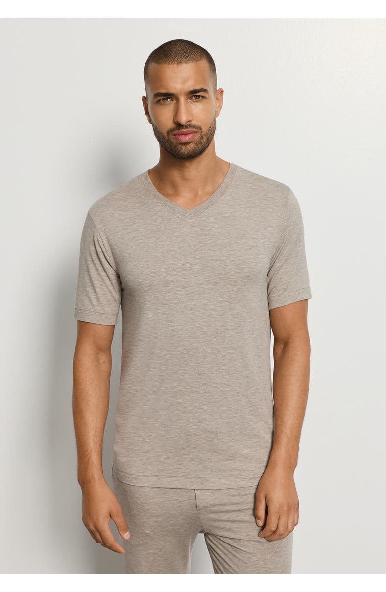 Hanro Casuals Soft V-Neck T-Shirt, Alternate, color, Hazelnut Melange