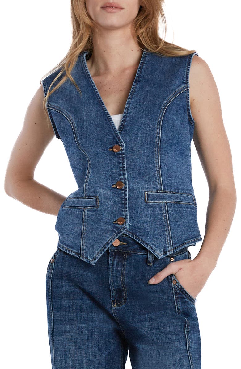 Wash Lab Denim Fitted Denim Vest, Main, color, 