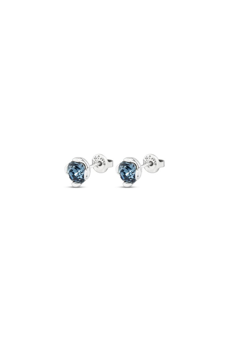 UNODE50 Sterling silver-plated earrings with blue crystals, Alternate, color, Silver