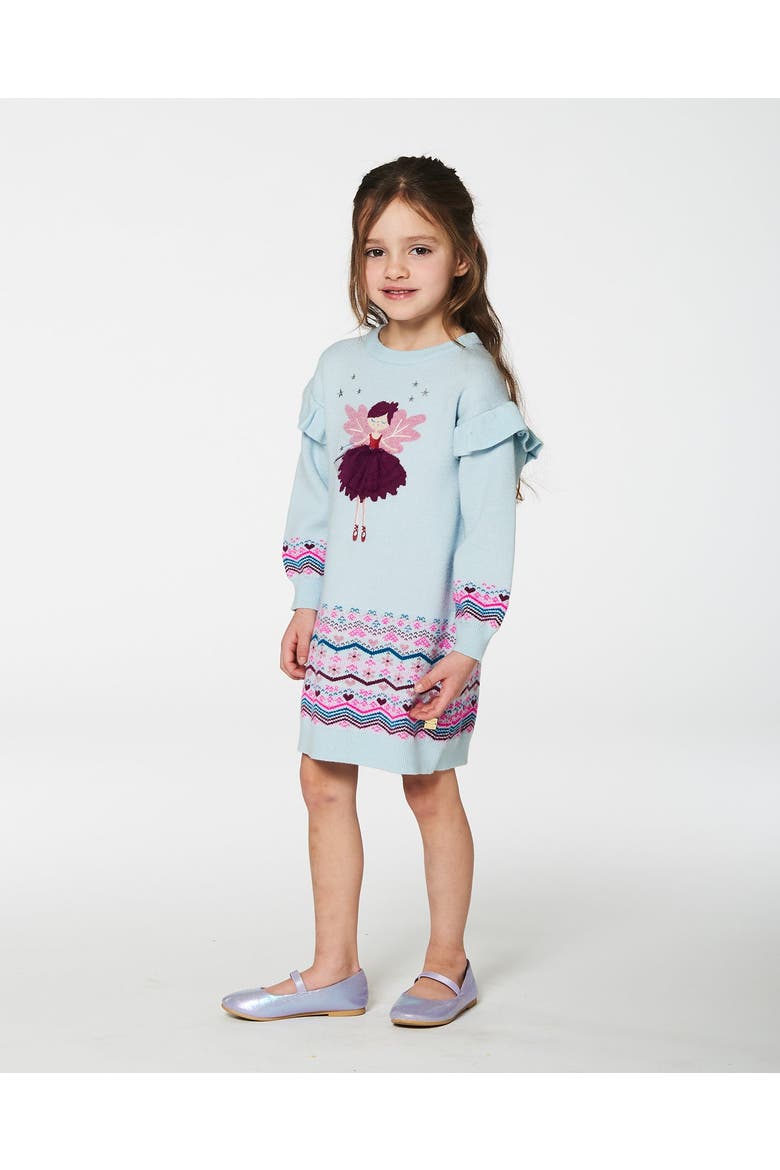 Girl's Intarsia Knit Dress Light Blue, Alternate, color, Sterling Blue