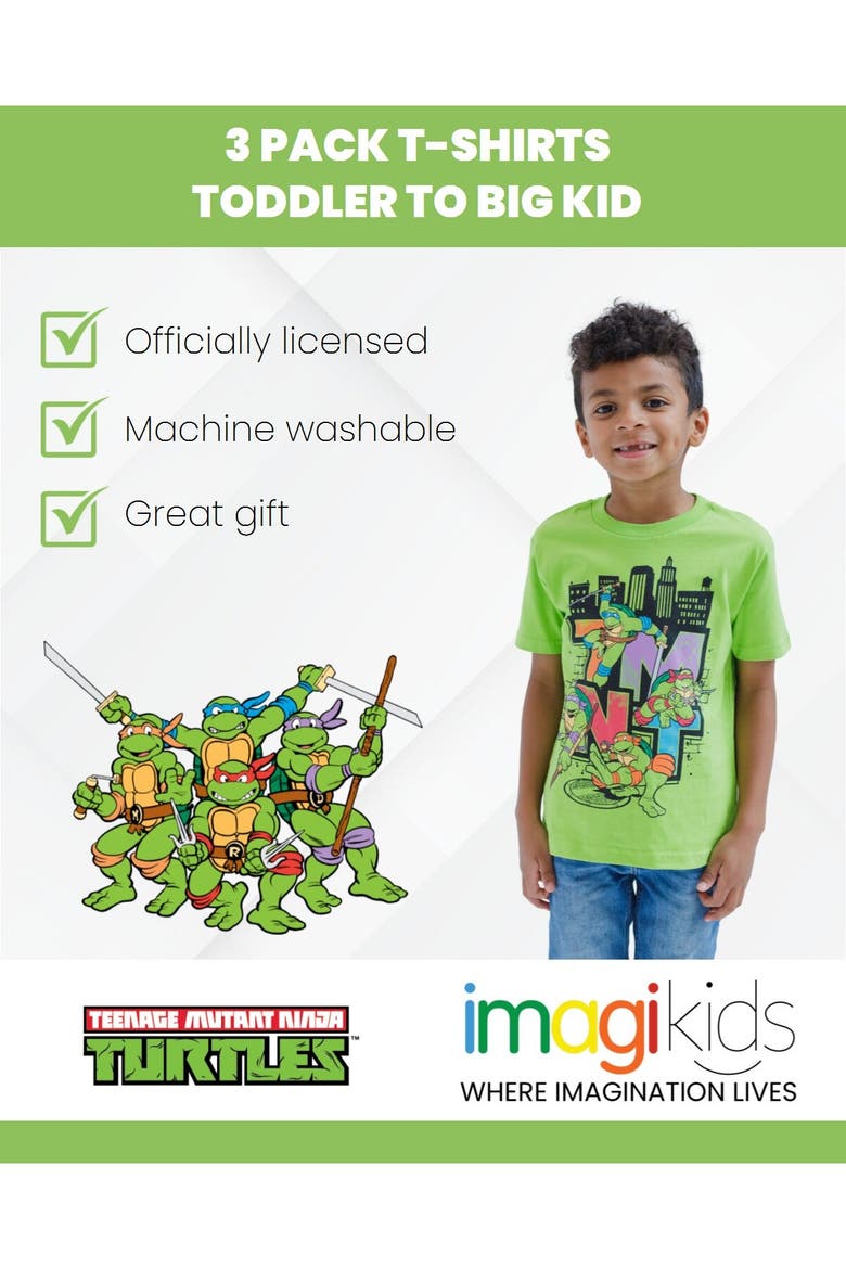 Sensory Friendly 3-Pack T-Shirts, Alternate, color, White Grey Green