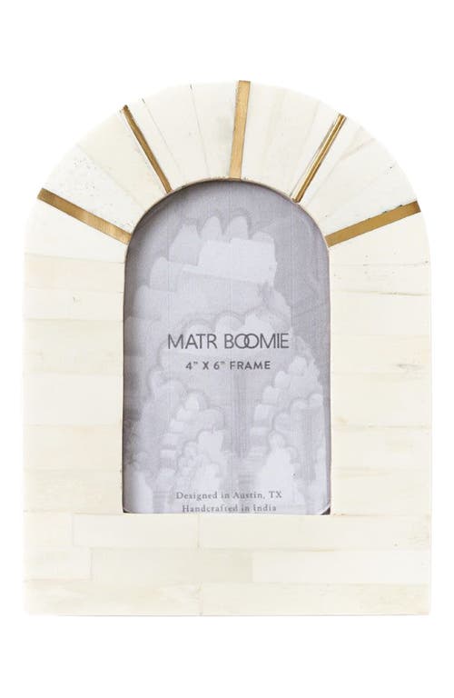 Matr Boomie Mukhendu Picture Frame - Carved Bone, Brass Accents in White - Arch 