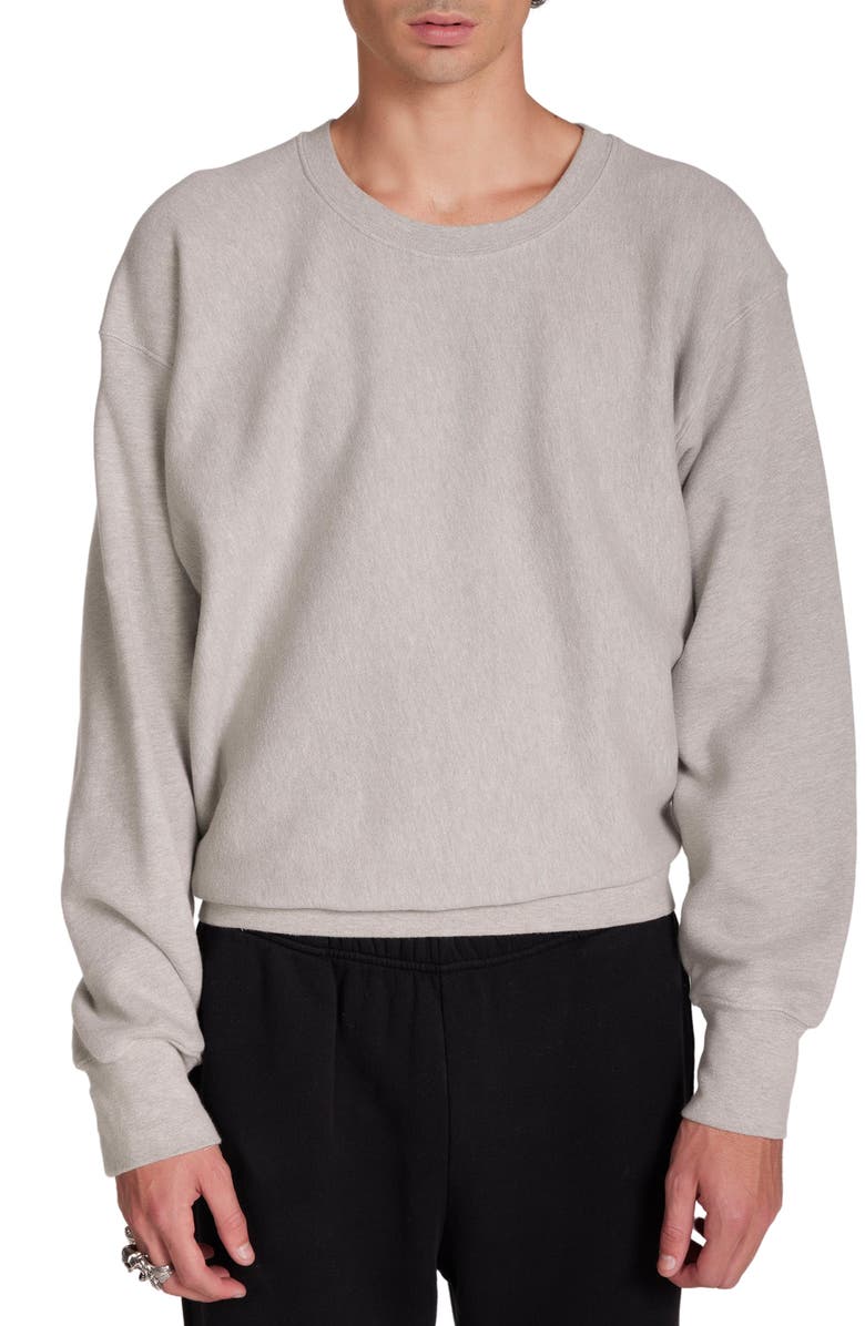 Les Tien HeavyWeight Cropped Crew Sweater, Main, color, Heather Grey
