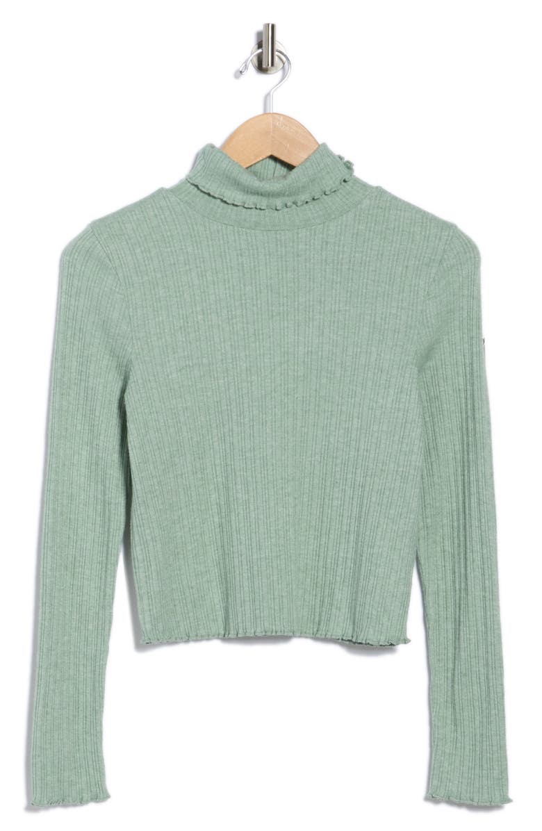 Madewell Ribbed Long Sleeve Turtleneck Crop Top, Alternate, color, Frosted Sage