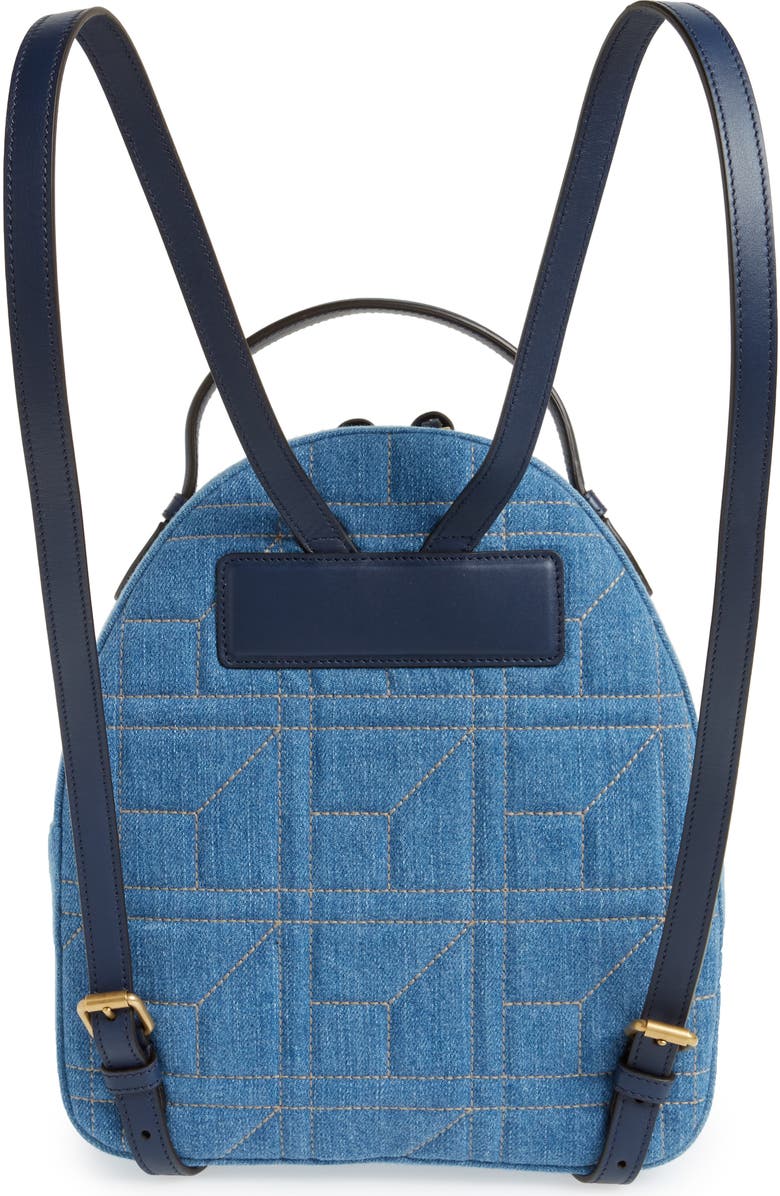 Gucci GG Marmont 2.0 Imitation Pearl Embellished Denim Backpack, Alternate, color,