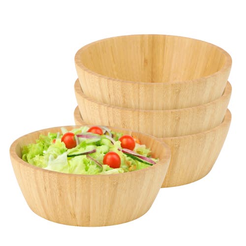 Megachef 4 Piece 8 Inch Wood Salad Bowl Set In Brown