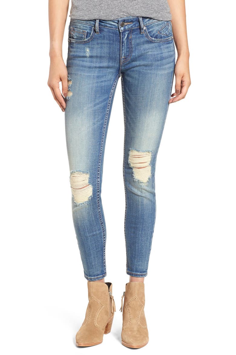 'Chelsea' Destroyed Ankle Skinny Jeans, Main, color, LIGHT WASH