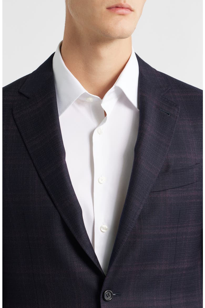 Kei Trim Fit Dark Red Plaid Super 130s Wool Sport Coat, Alternate, color, DARK REDs
