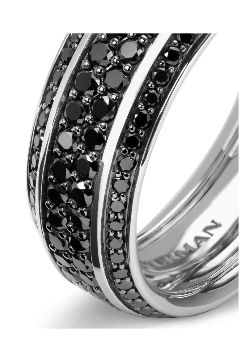 Men's Beveled Band Ring with Pavé Black Diamonds, Alternate, color, WHITE GOLD/ BLACK DIAMOND