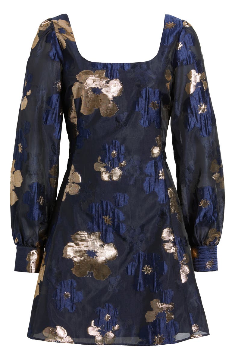 Chelsea28 Metallic Floral Jacquard Minidress, Alternate, color, Navy Multi Lurex