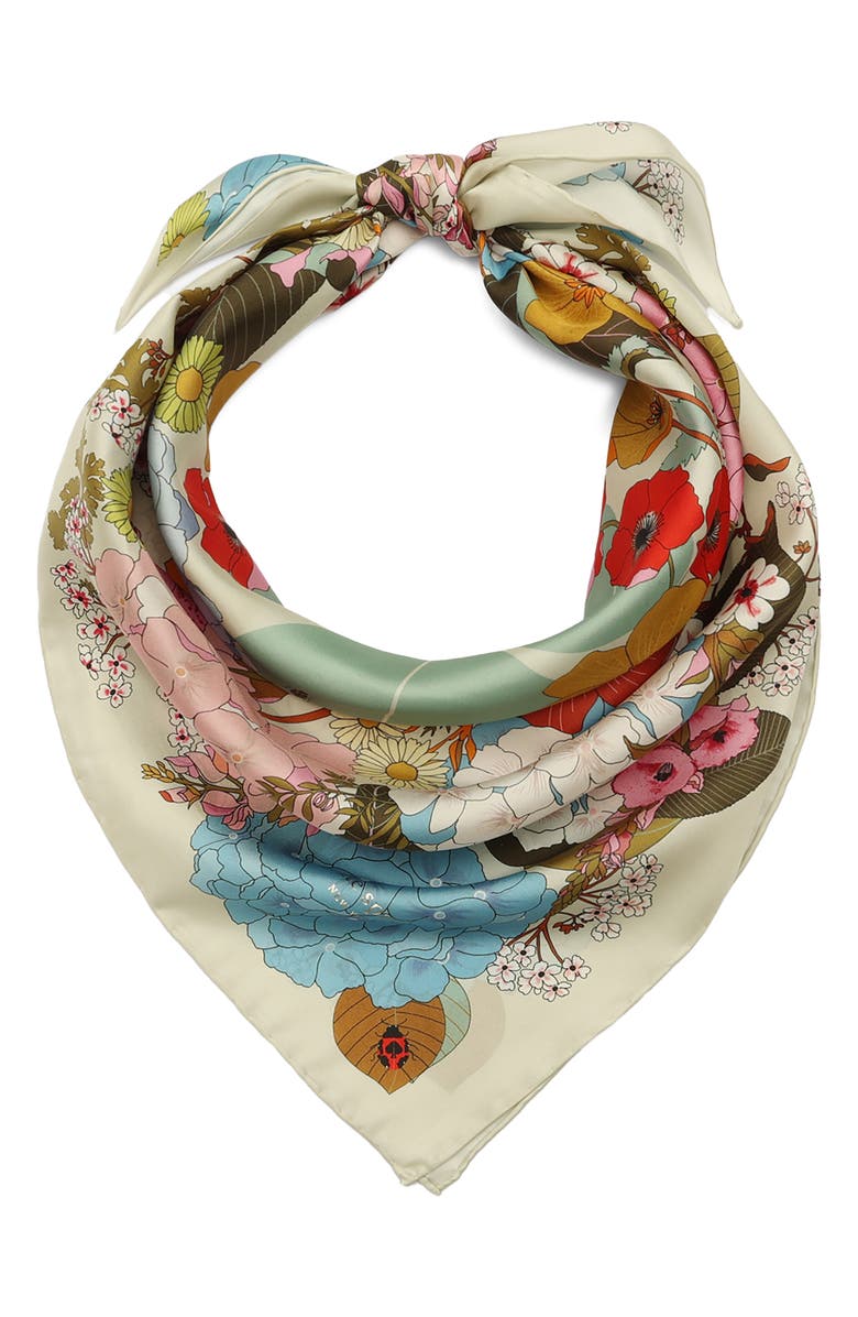 Kate Spade New York spade flower garden silk square scarf, Main, color, Multi