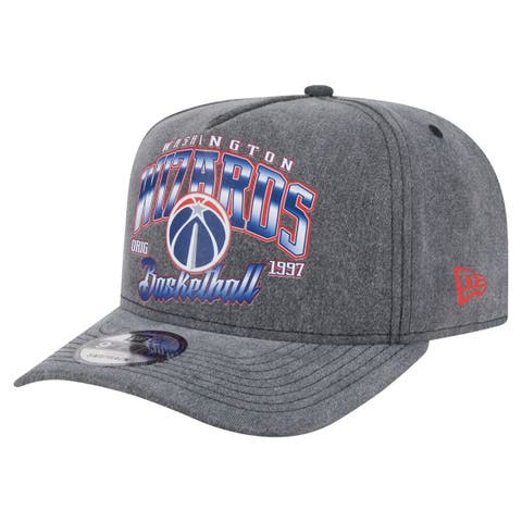 Men's New Era  Charcoal Washington Wizards Throwback Washed Pre-Curved 9FIFTY Snapback Hat