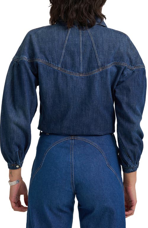 Wrangler Western Peplum Denim Snap-up Shirt In Blue