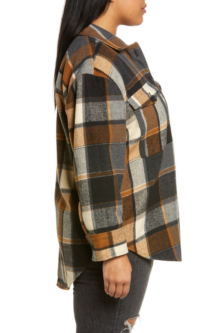 Plaid Shirt Jacket, Alternate, color, BROWN BELFAR PLAID