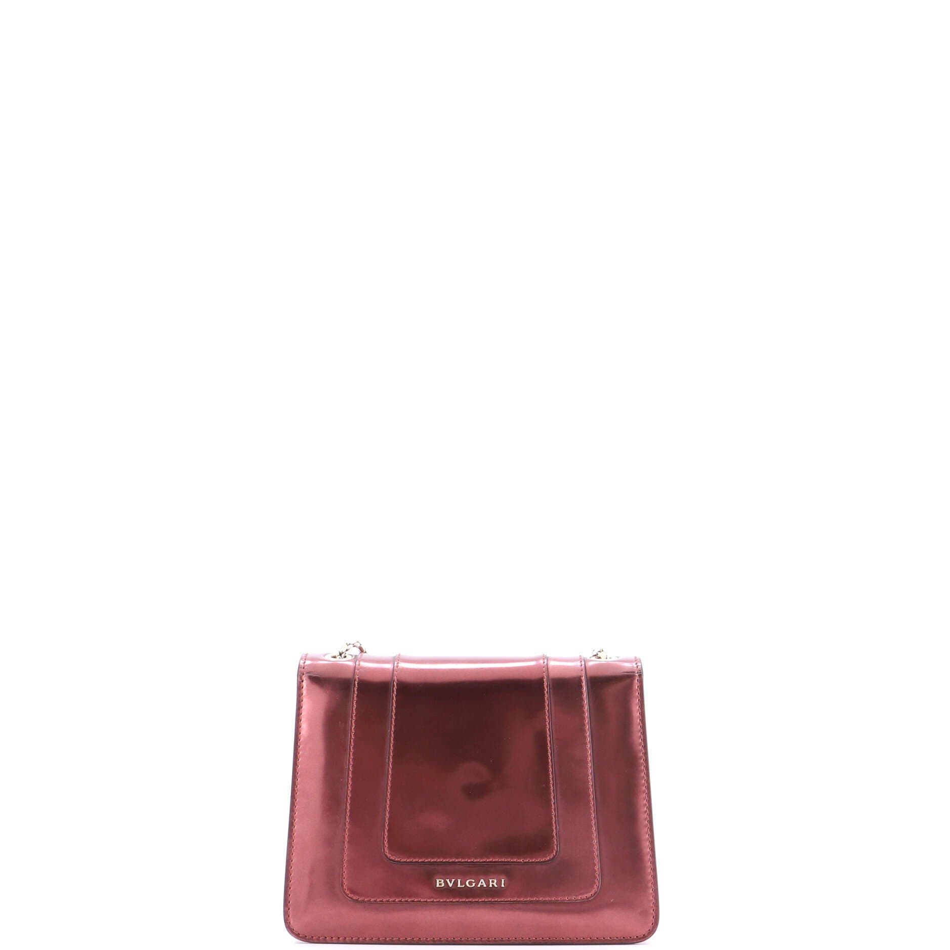 Serpenti Forever Square Shoulder Bag Metallic Leather Small, Alternate, color, Red