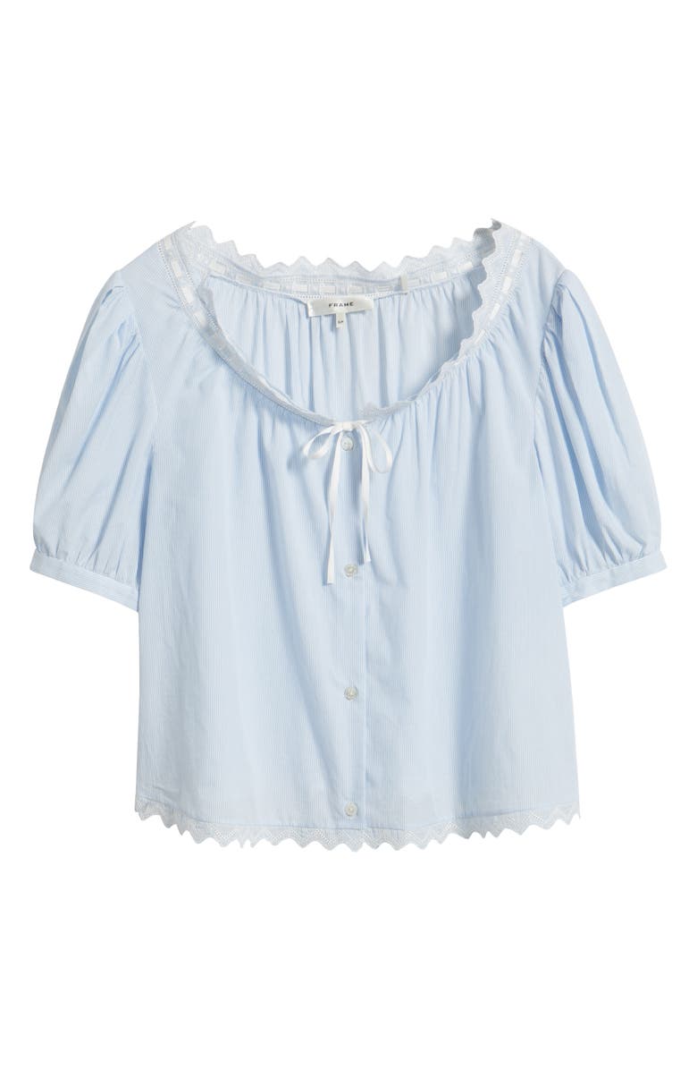 FRAME The Serene Eyelet Trim Cotton Top, Alternate, color, Powder Blue Multi