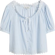 FRAME The Serene Eyelet Trim Cotton Top