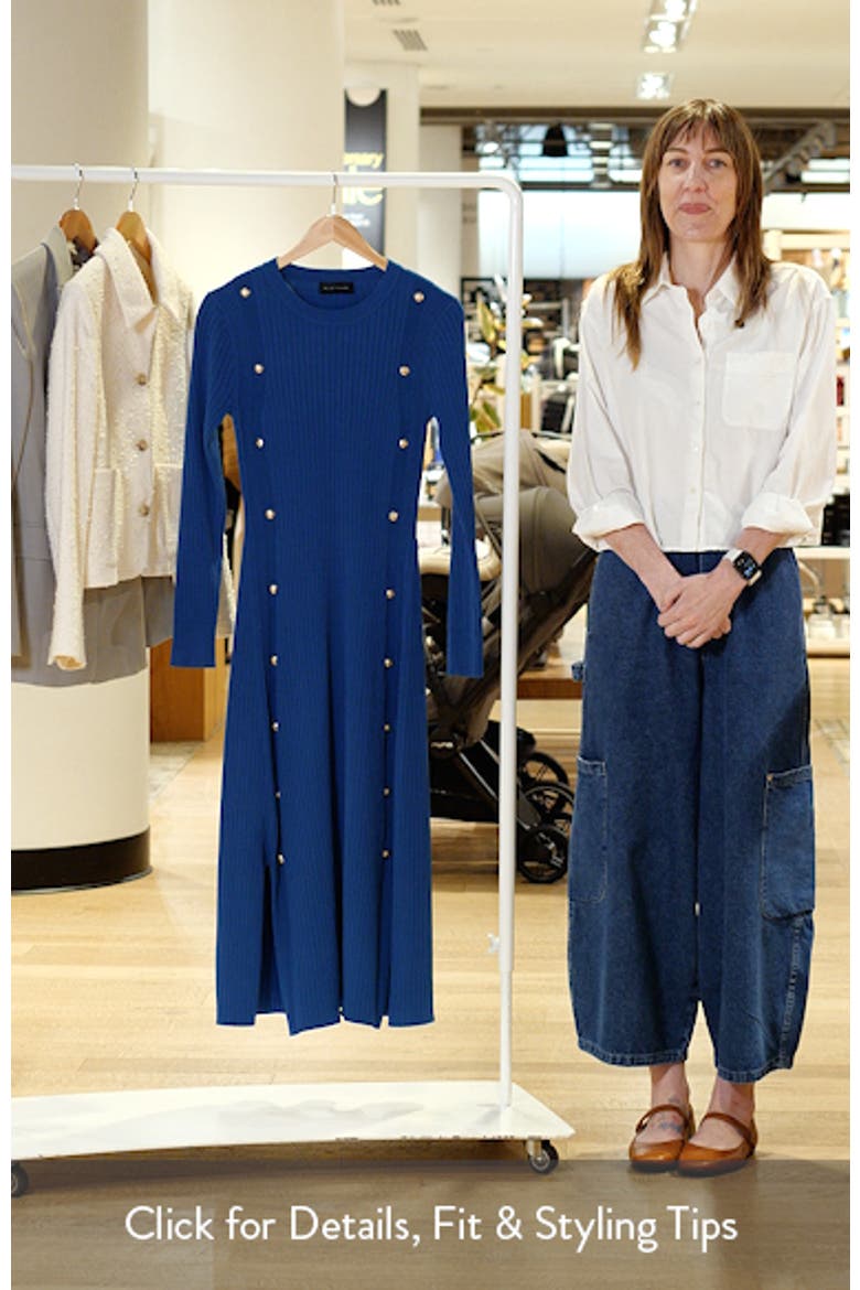 The Tamara Button Detail Long Sleeve Midi Sweater Dress video