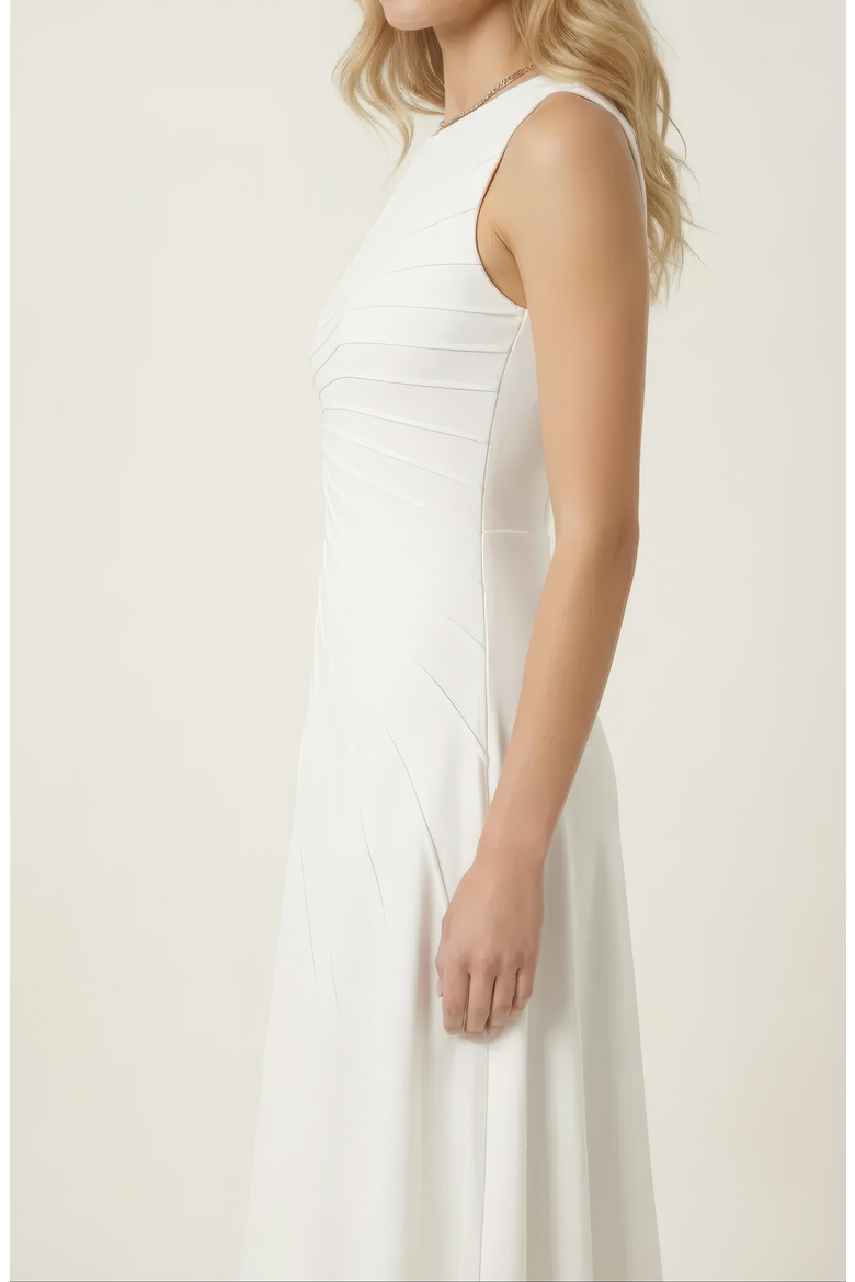 Sleeveless Midi Dress with Asymmetrical Hem, Alternate, color, Off-White