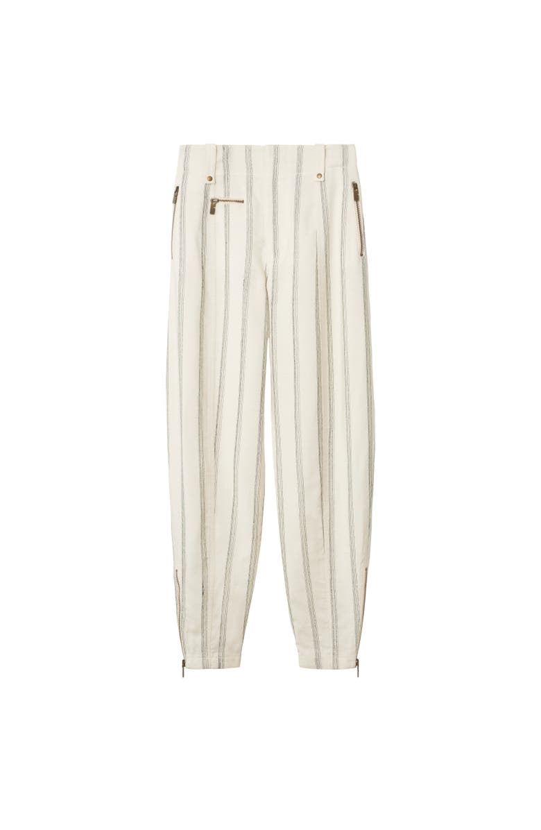 Burberry Striped Silk Blend Tailored Trousers, Alternate, color, Cream/Black