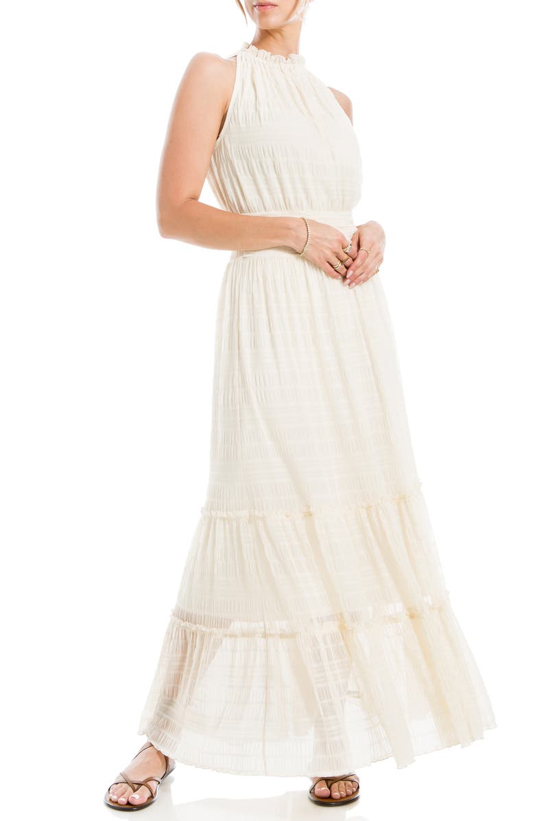 MAX STUDIO Mock Neck Lace Mesh Dress, Alternate, color, Cream