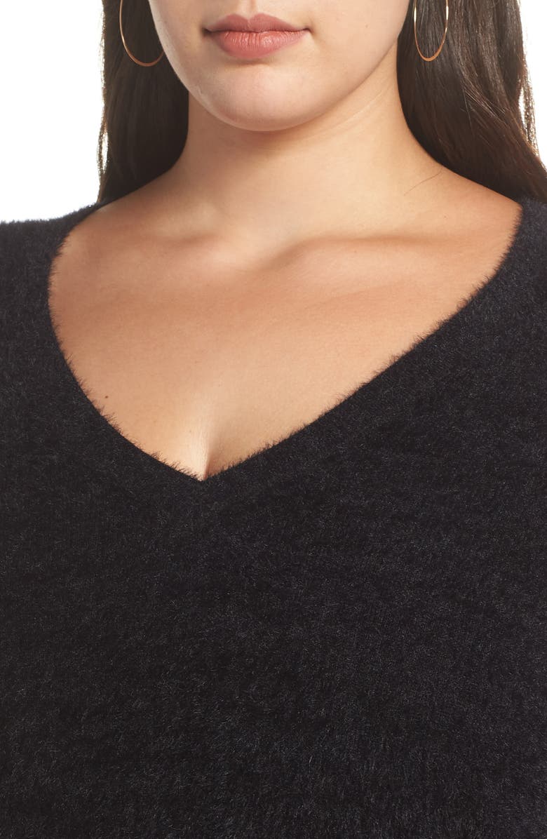 Halogen<sup>®</sup> Fuzzy V-Neck Sweater, Alternate, color, 