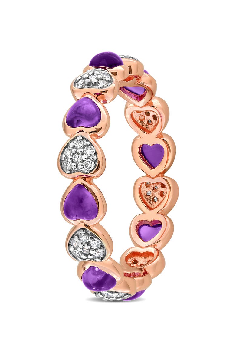 African Amethyst & Diamond Heart Eternity Band Ring, Alternate, color, PURPLE