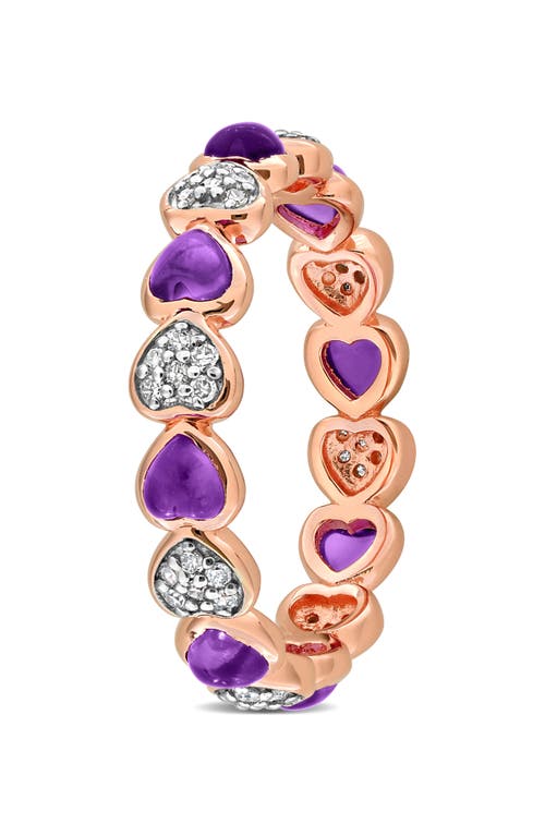 Delmar African Amethyst & Diamond Heart Eternity Band Ring In Brown