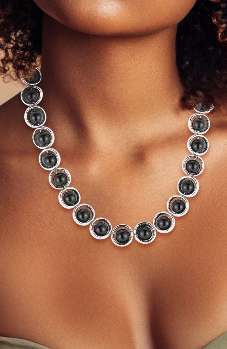 SPHERA MILANO Beaded Necklace, Alternate, color, Silver