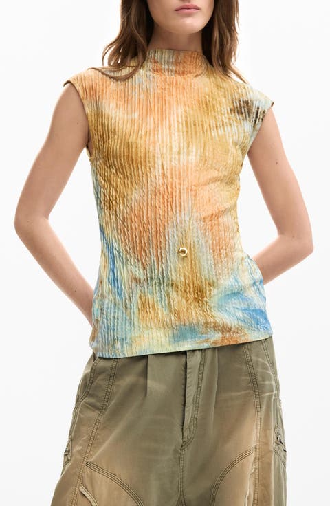 Tie Dye Funnel Neck T-Shirt