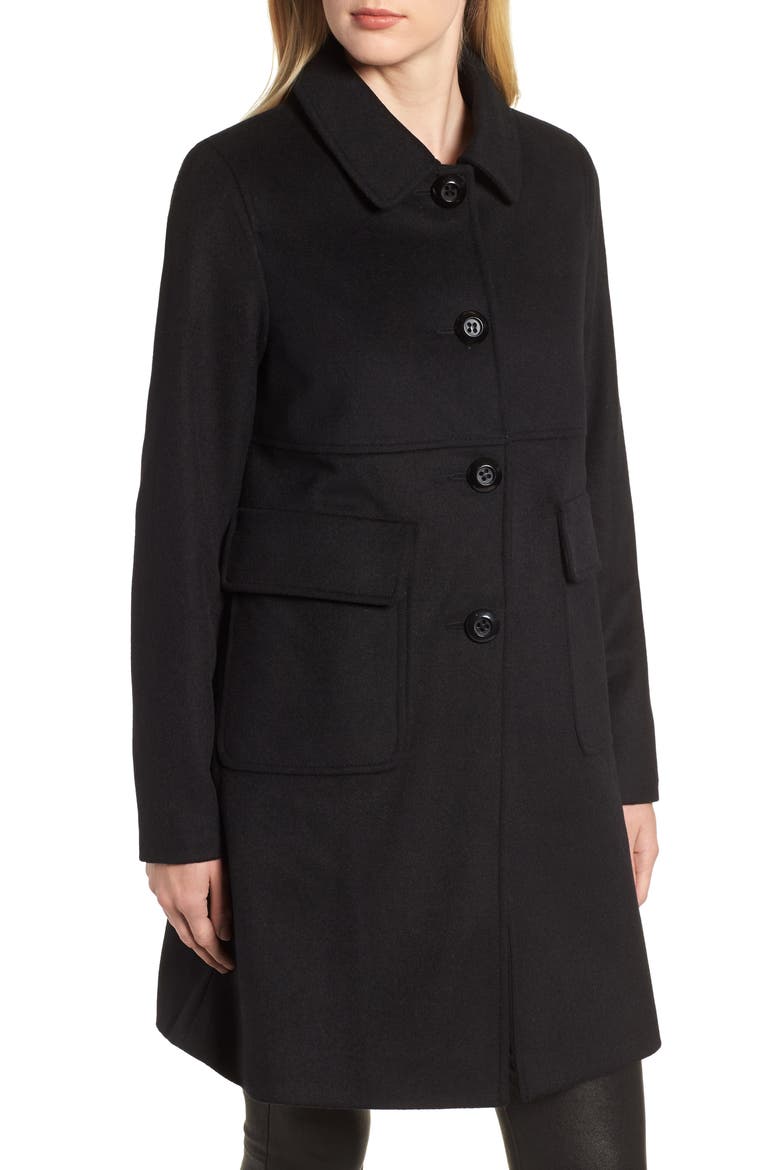 Wool Walking Coat, Alternate, color, BLACK