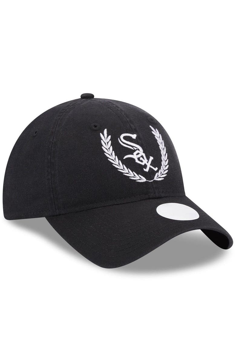 New Era Women's New Era Black Chicago White Sox Leaves 9TWENTY Adjustable Hat, Alternate, color, 