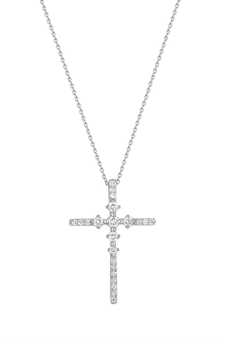 Mykonos 18k Gold Diamond Cross Pendant Necklace, Main, color, 18K WHITE GOLD