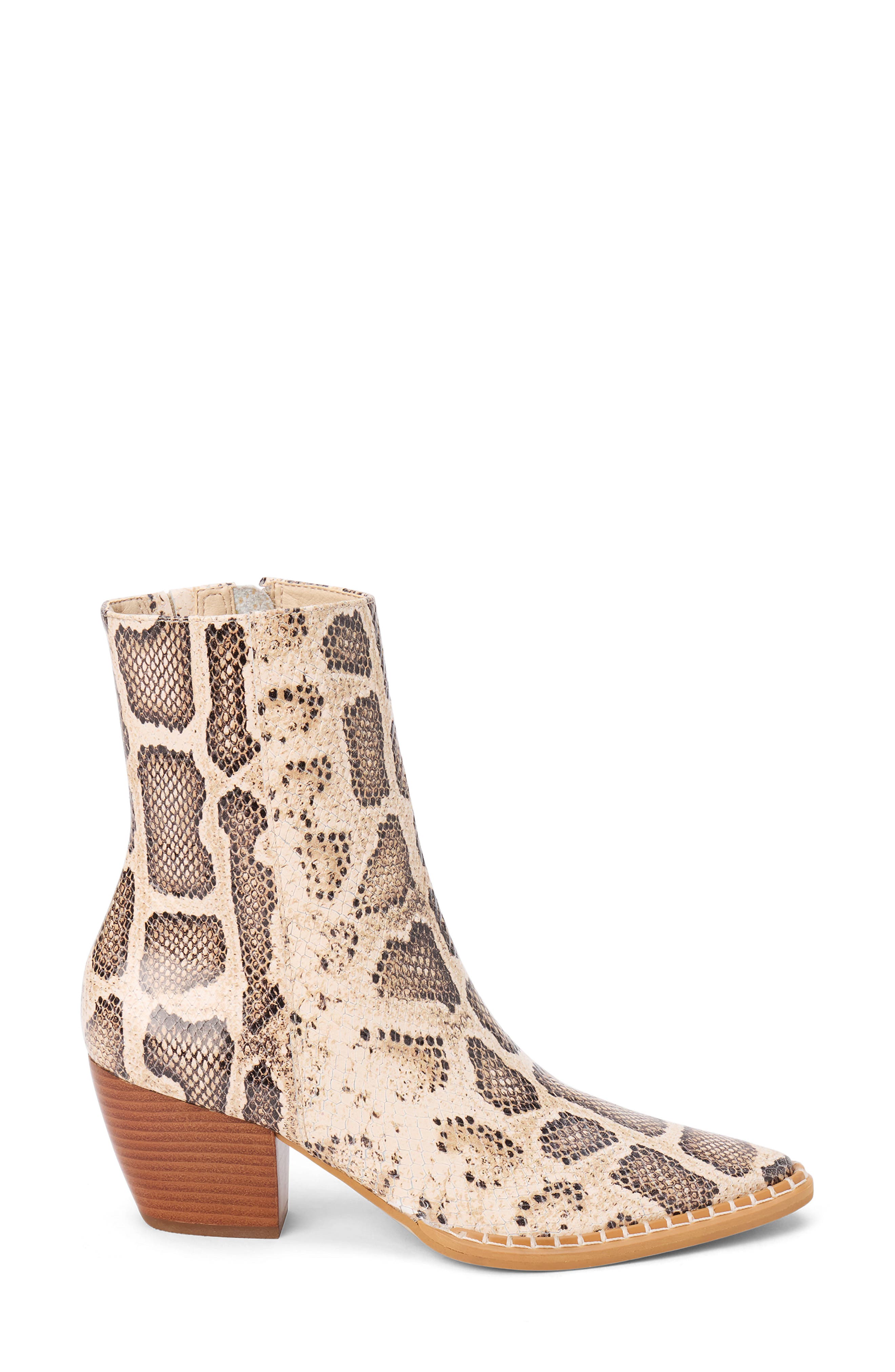 Caty Western Pointed Toe Bootie, Alternate, color, NATURAL MULTI SNAKE