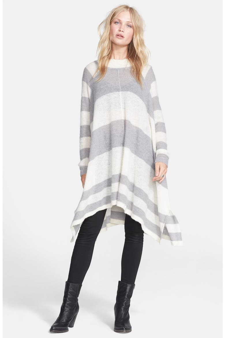'Lafayette' Stripe Alpaca Blend Poncho, Alternate, color, CREAM/ GREY COMBO