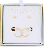 Argento Vivo Sterling Silver Set of 2 Ball Stud & Rope Huggie Hoop Earrings