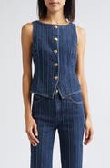 Cinq à Sept Camen Pintuck Detail Denim Vest