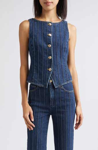 Camen Pintuck Detail Denim Vest