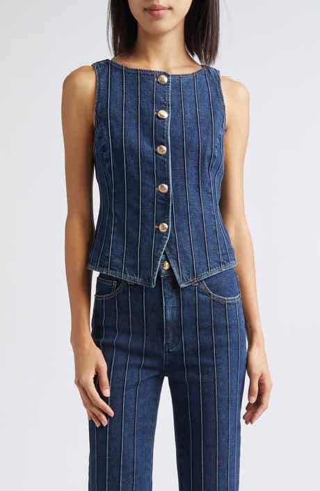 Cinq à Sept Camen Pintuck Detail Denim Vest