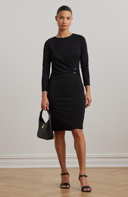 Ralph Lauren Long Sleeve Matte Jersey Dress In Black