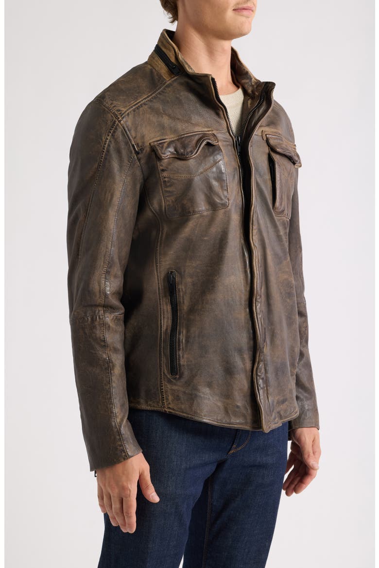 Cove Leather Jacket, Alternate, color, ELEPHANT