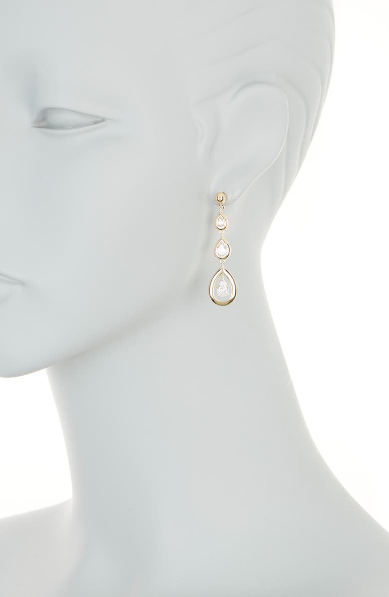 Sterling Forever Zara CZ Drop Earrings, Alternate, color, Gold