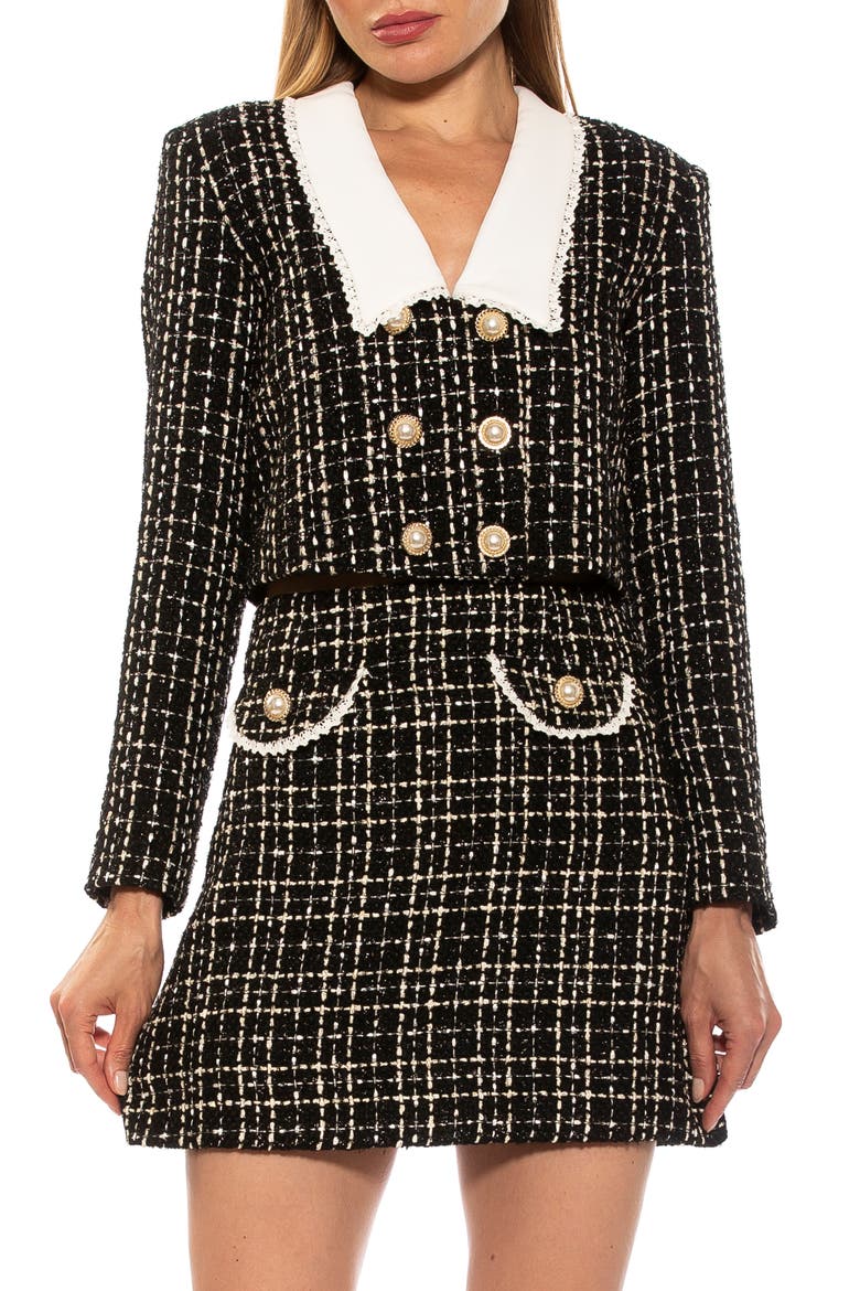 Aurelia Tweed Crop Jacket, Main, color, BLACK/WHITE